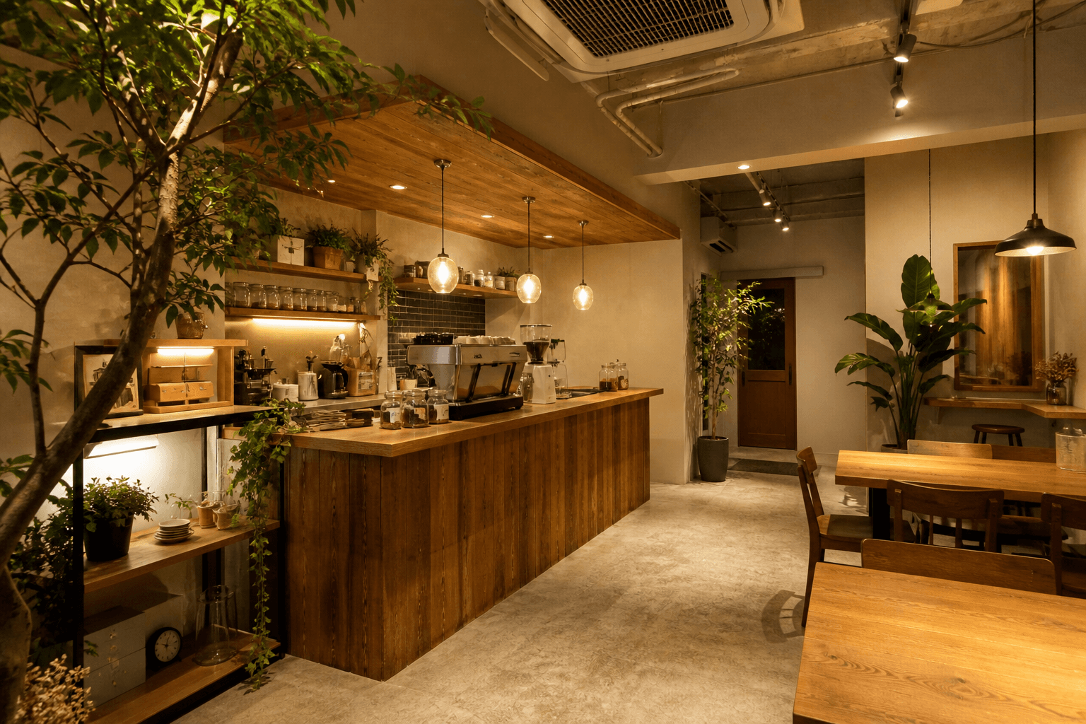 店舗内装が完成したカフェ